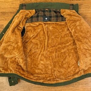 Men's Green Military Field Jacket with Faux Fur Lining